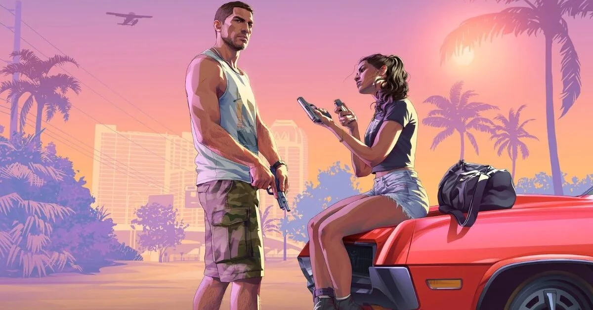 Cena do trailer de lançamento de GTA 6, com Jason e Lucia