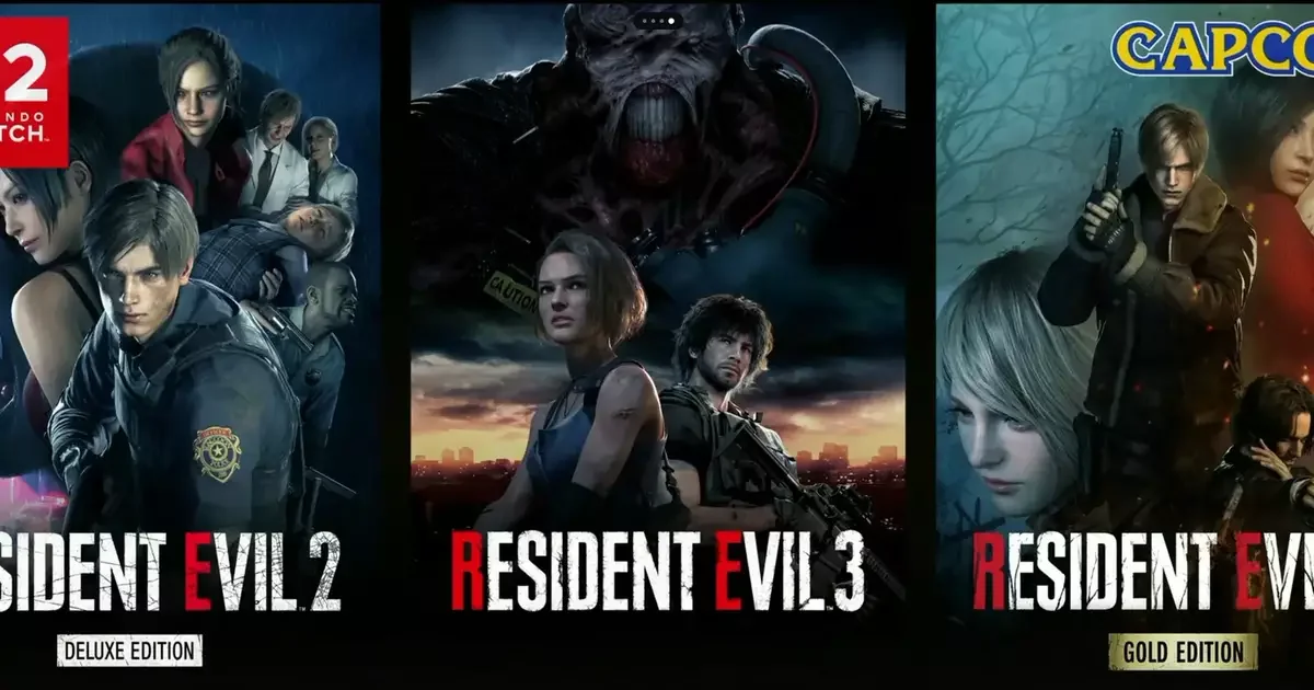Arte dos remakes de Resident Evil 2, 3 e 4 no Nintendo Switch 2